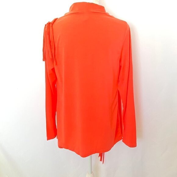 15. Heathmoor Tangerine Color Wrap Long Sleeve Blouse - Picture 9 of 9